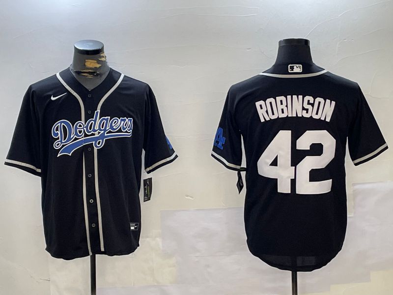 Men Los Angeles Dodgers #42 Robinson Black Game 2024 Nike MLB Jersey style 1120